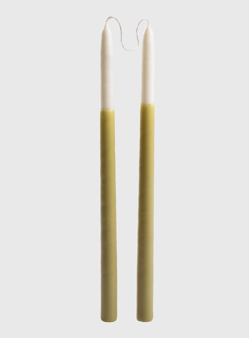 Par de Velas Bastão Bicolor Verde Oliva