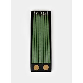 Kit-8-Velas-Bastao-Unicolor-Verde-Mata-com-2-Casticais